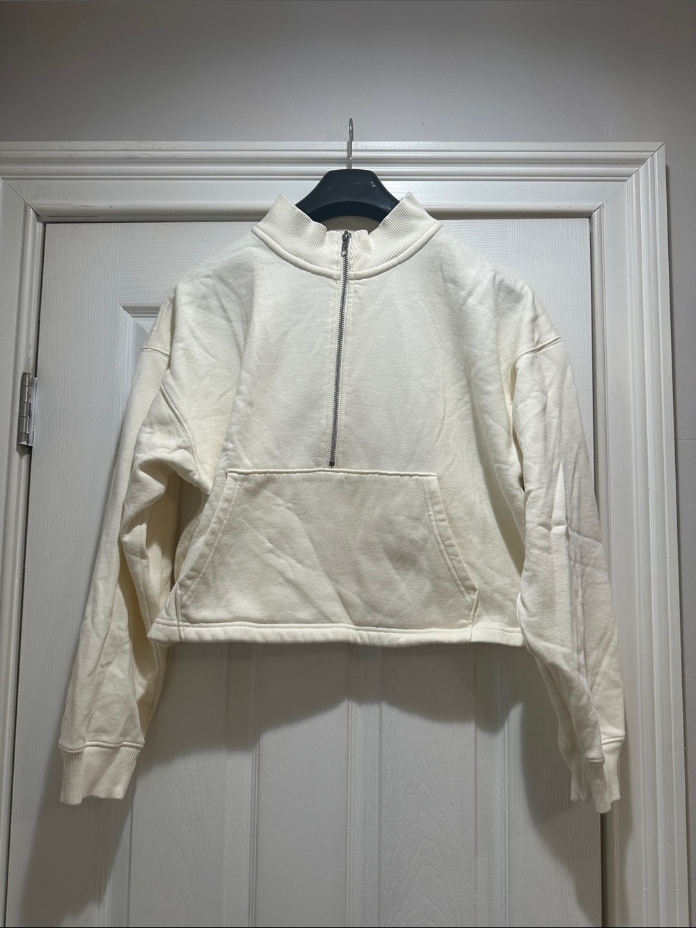 PINK Victoria's Secret Cream Half-Zip Crop Sweatshirt